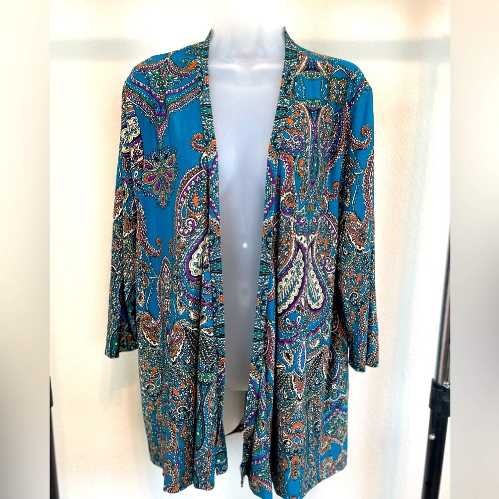 Ellen Tracy Teal Paisley Kimono